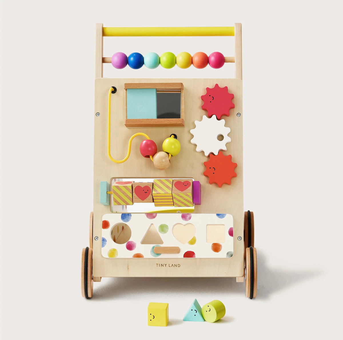 Tiny Land® Premium Natural Wooden Activity Walker
